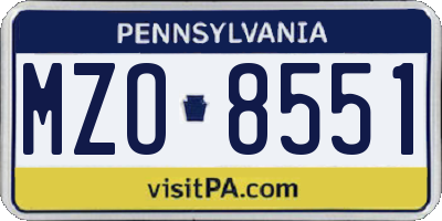 PA license plate MZO8551