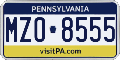 PA license plate MZO8555