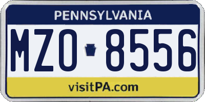 PA license plate MZO8556