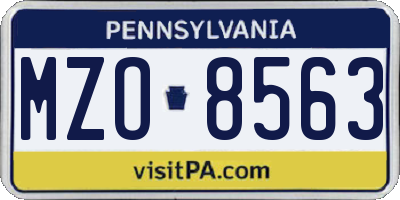 PA license plate MZO8563