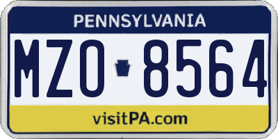 PA license plate MZO8564