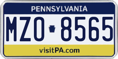 PA license plate MZO8565