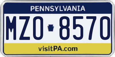 PA license plate MZO8570