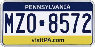 PA license plate MZO8572