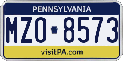 PA license plate MZO8573
