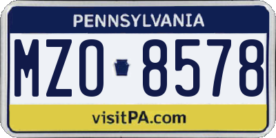 PA license plate MZO8578