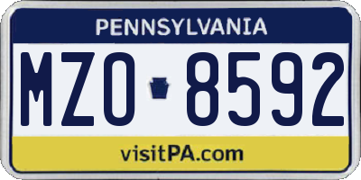 PA license plate MZO8592