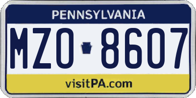 PA license plate MZO8607