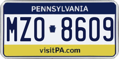PA license plate MZO8609