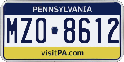 PA license plate MZO8612
