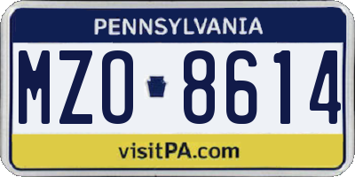 PA license plate MZO8614
