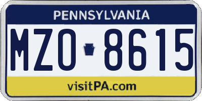 PA license plate MZO8615
