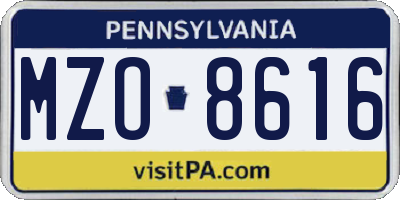 PA license plate MZO8616