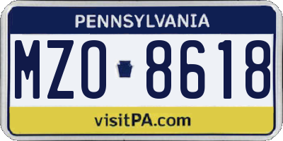 PA license plate MZO8618