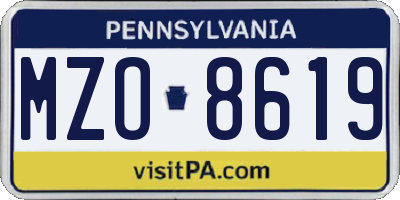 PA license plate MZO8619