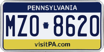 PA license plate MZO8620