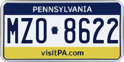 PA license plate MZO8622