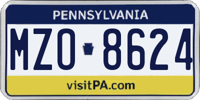 PA license plate MZO8624
