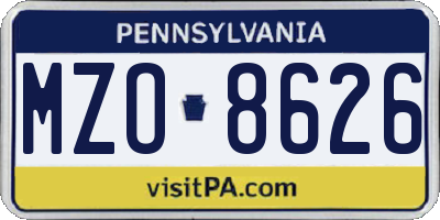 PA license plate MZO8626