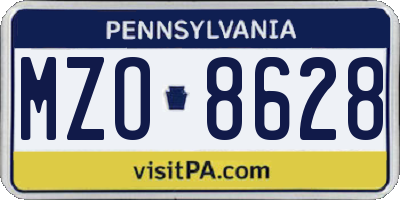 PA license plate MZO8628