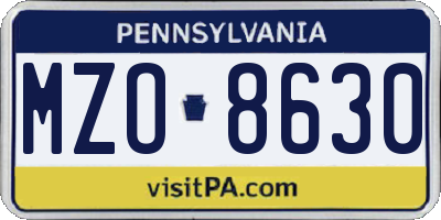 PA license plate MZO8630