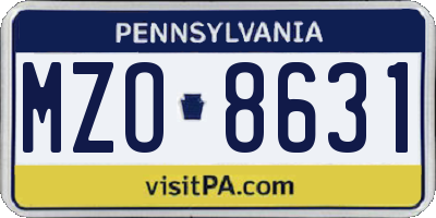 PA license plate MZO8631