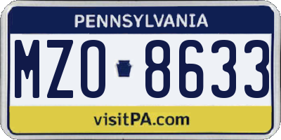 PA license plate MZO8633