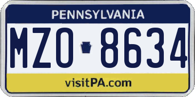 PA license plate MZO8634
