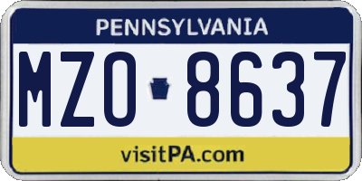 PA license plate MZO8637