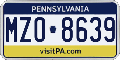 PA license plate MZO8639