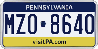 PA license plate MZO8640