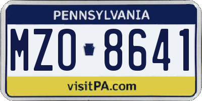 PA license plate MZO8641