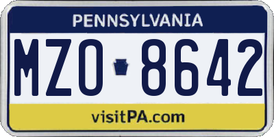 PA license plate MZO8642