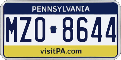 PA license plate MZO8644