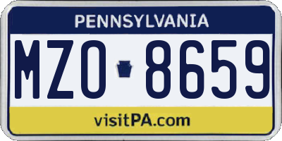 PA license plate MZO8659