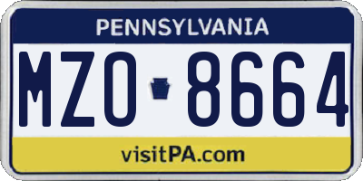 PA license plate MZO8664