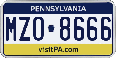 PA license plate MZO8666
