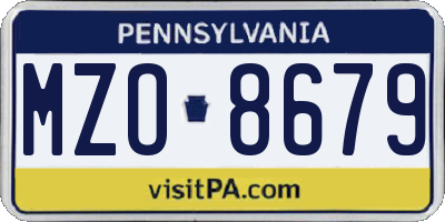 PA license plate MZO8679