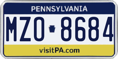 PA license plate MZO8684