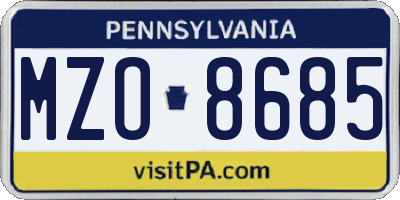PA license plate MZO8685