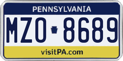 PA license plate MZO8689
