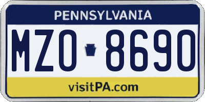 PA license plate MZO8690