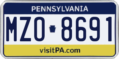 PA license plate MZO8691