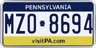 PA license plate MZO8694