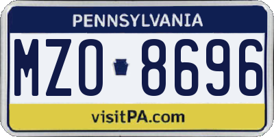 PA license plate MZO8696