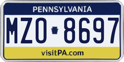 PA license plate MZO8697