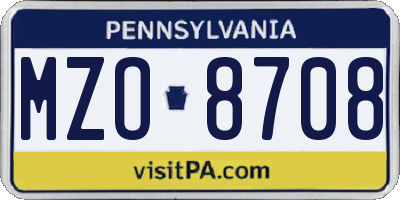 PA license plate MZO8708
