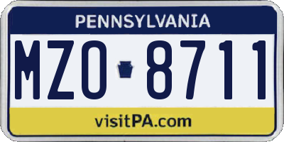 PA license plate MZO8711
