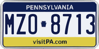 PA license plate MZO8713