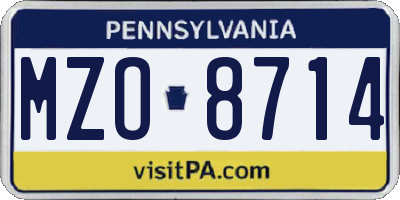 PA license plate MZO8714
